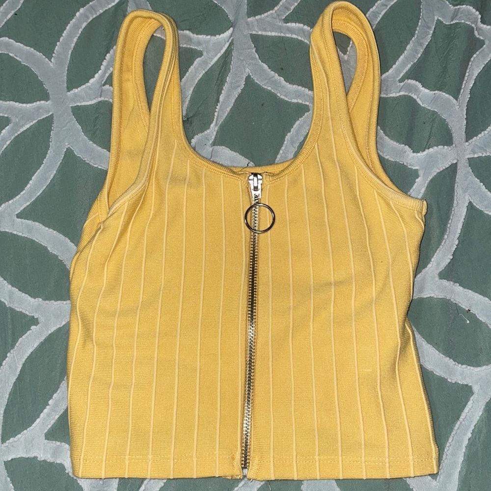 Yellow zipper crop top